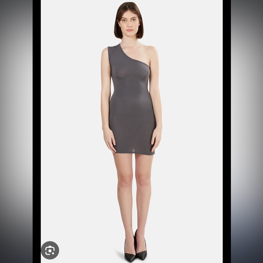 NWT T By Alexander Wang Grey One Shoulder Jersey Stretch Mini Dress Medium